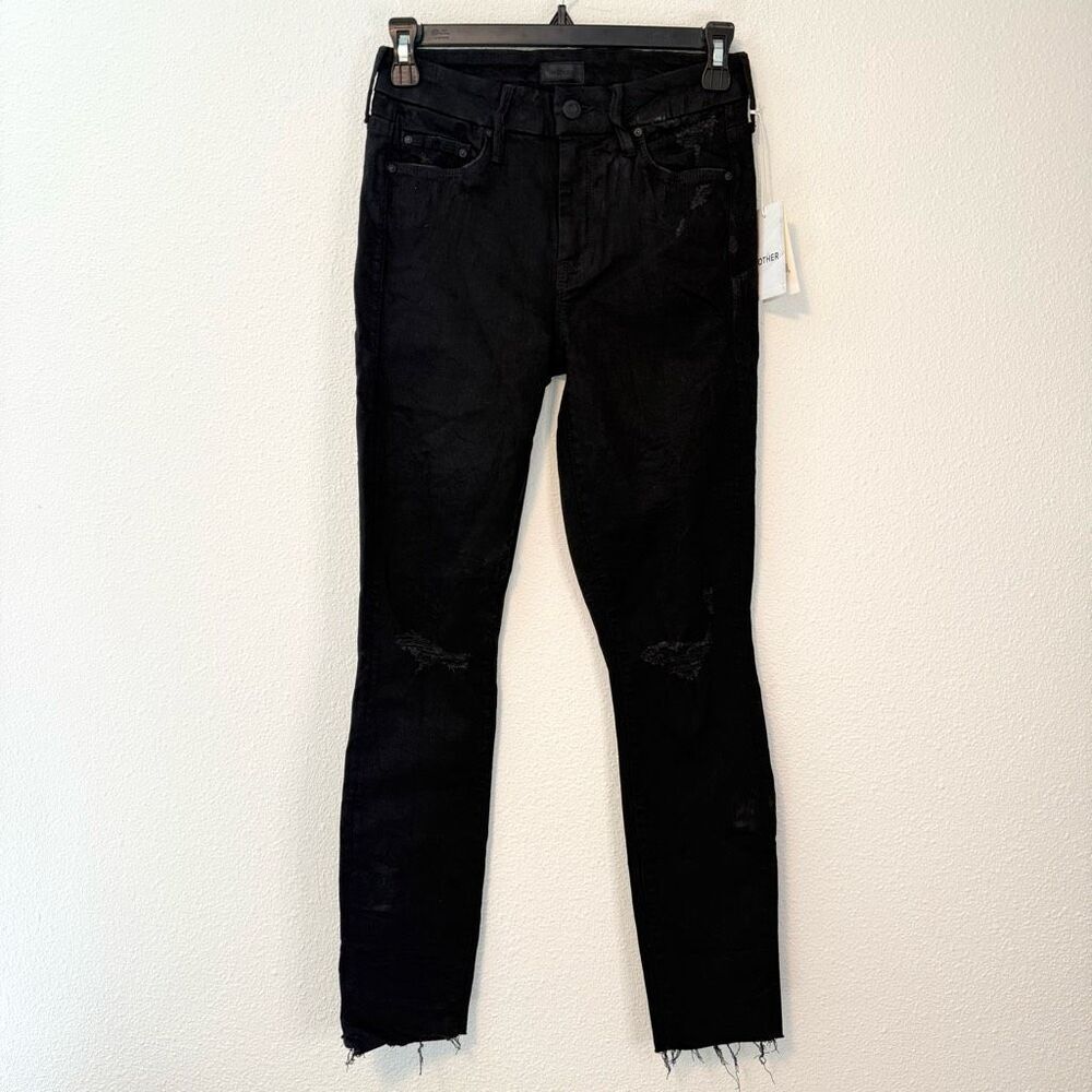 Mother Looker Ankle Fray Guilty As Sin Black Jeans Size 24 NWT